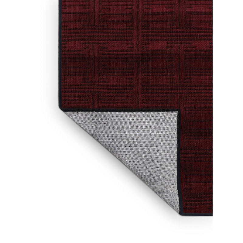 Machine Washable Trellis Red Area Rug, Square 4'