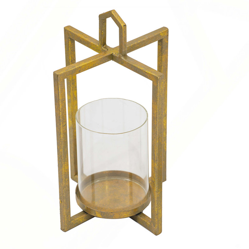 Ensemble de 3 lanternes porte-bougie dorées
