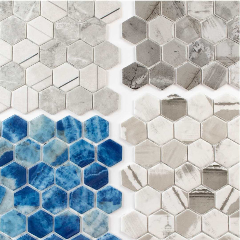 15" X 12" Glass Mosaic Wall and Floor Tile, Alaia