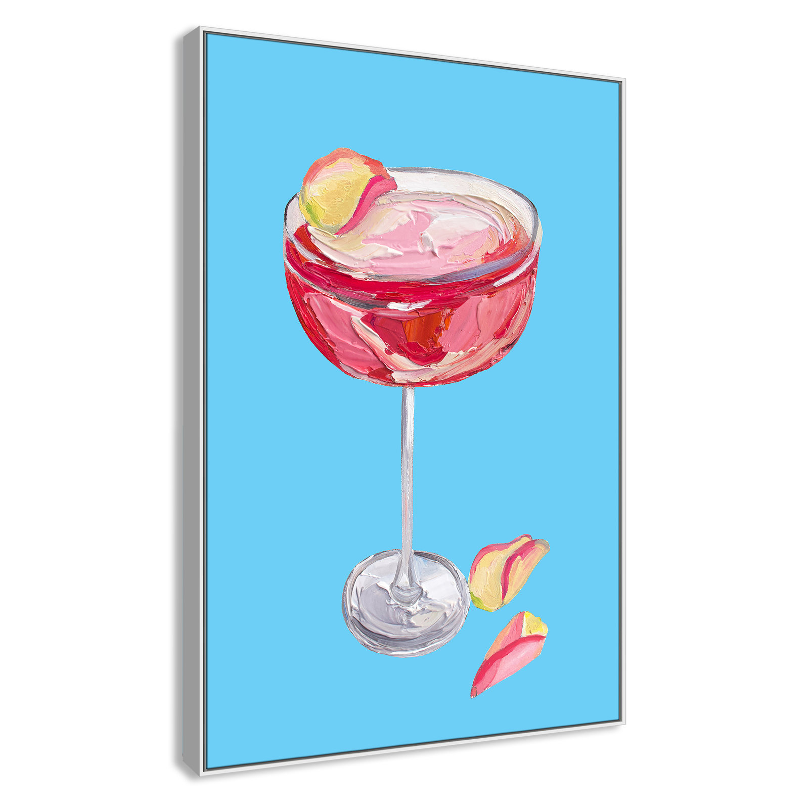 Sparkling Rose Gin Cocktail Print by Straker, 61.5" H x 41.5" W, White Floater