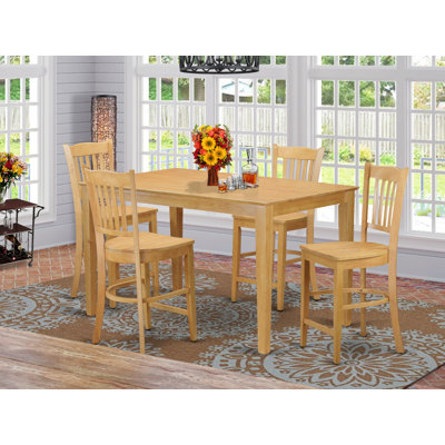 Alingtons Counter Height Rubberwood Solid Wood Dining Set by Winston Porter