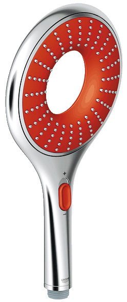 Rainshower Icon Handheld Shower Head with DreamSpray, Chrome / Red