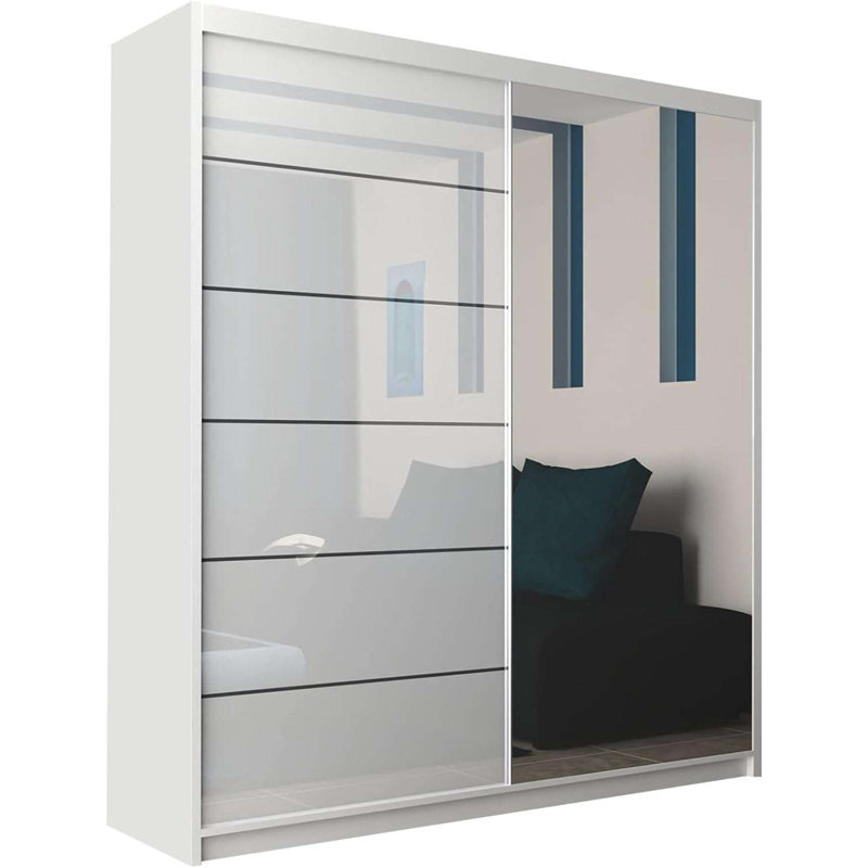 Cealain 2 Door Manufactured Wood Wardrobe, 200cm H x 200cm W x 62cm D, White