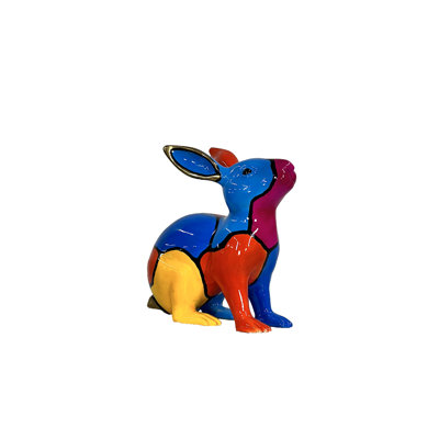 Bronze Color Splash Jigsaw Sitting Bunny Sculpture