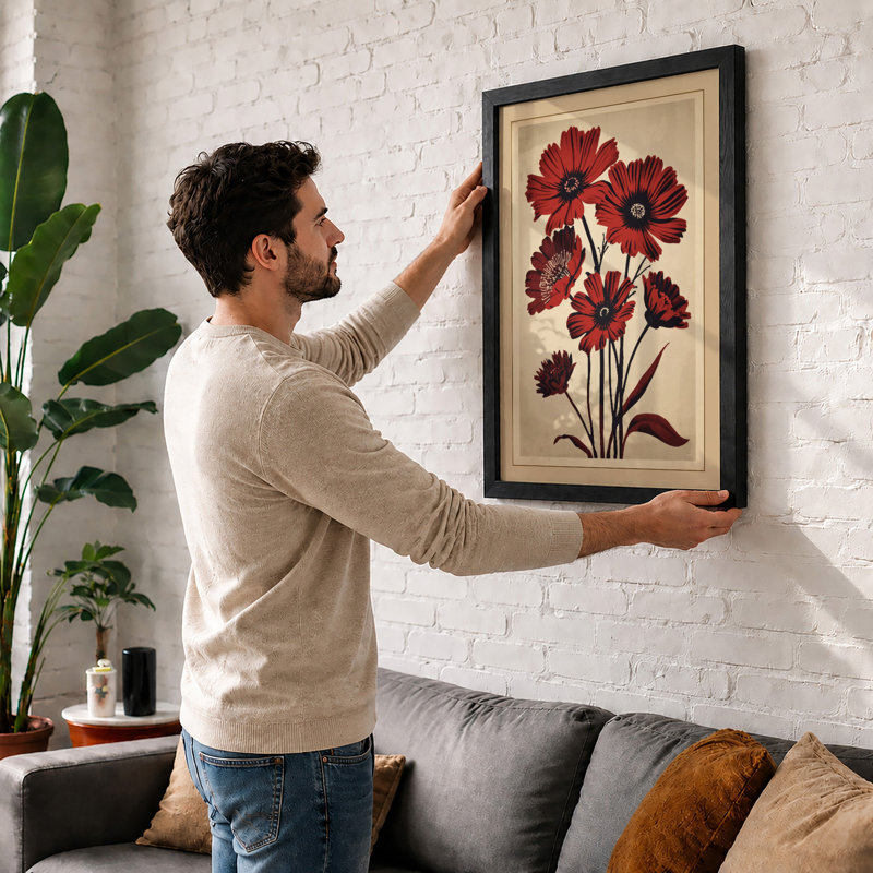 Deep Crimson Botanicals Botanical - Framed Print, Unframed, A4 - 29.7 x 21.0 cm