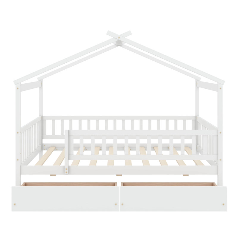 Lit maison en bois, Blanc, Lit simple