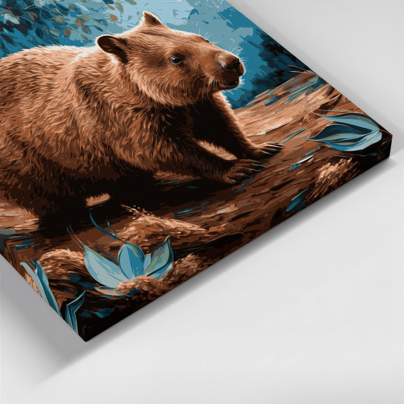 Faune commune, art mural sur toile gris Wombat, H 32 po x l 32 po