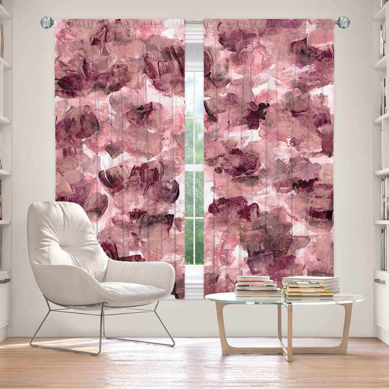 Rideau en polyester, Rose / blanc / brun, L 40 po x L 52 po