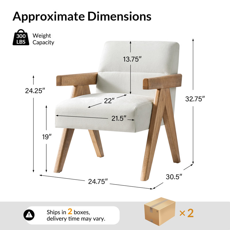 Ensemble de 2 chaises d'appoint Donohoe, Ivoire ivoire