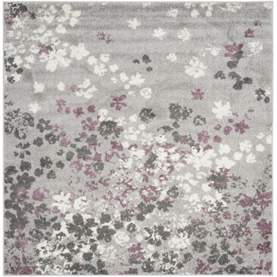 Makeba Floral Gray/Purple Area Rug