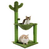 33'' Cactus Cat Tree With Hammock, Scratching Posts, And Play Ball, Perfect For Small And Medium Cats, Indoor Cat Furniture