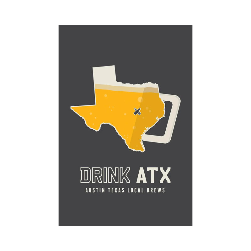 Drink ATX, Austin Beer by Benton Park Prints - Single Picture Frame Rectangle Print on Canvas, Wrapped Canvas