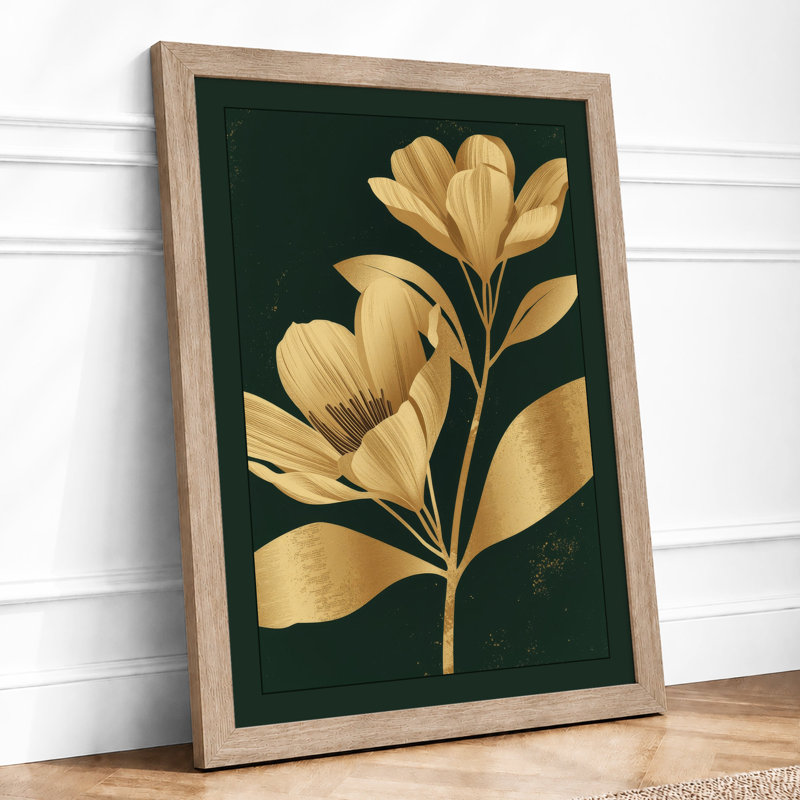 Gilded Bloom Study Botanical - Framed Print, A3 - 42.0 x 29.7 cm, Oak