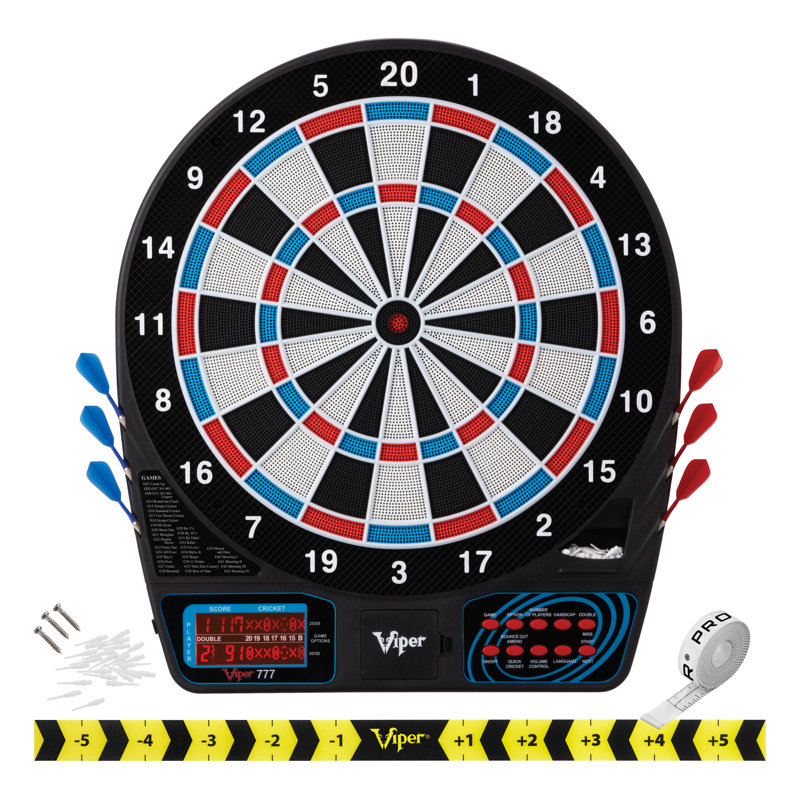 Cinnamon Pine Electronic Dartboard Cabinet Set with LED Light