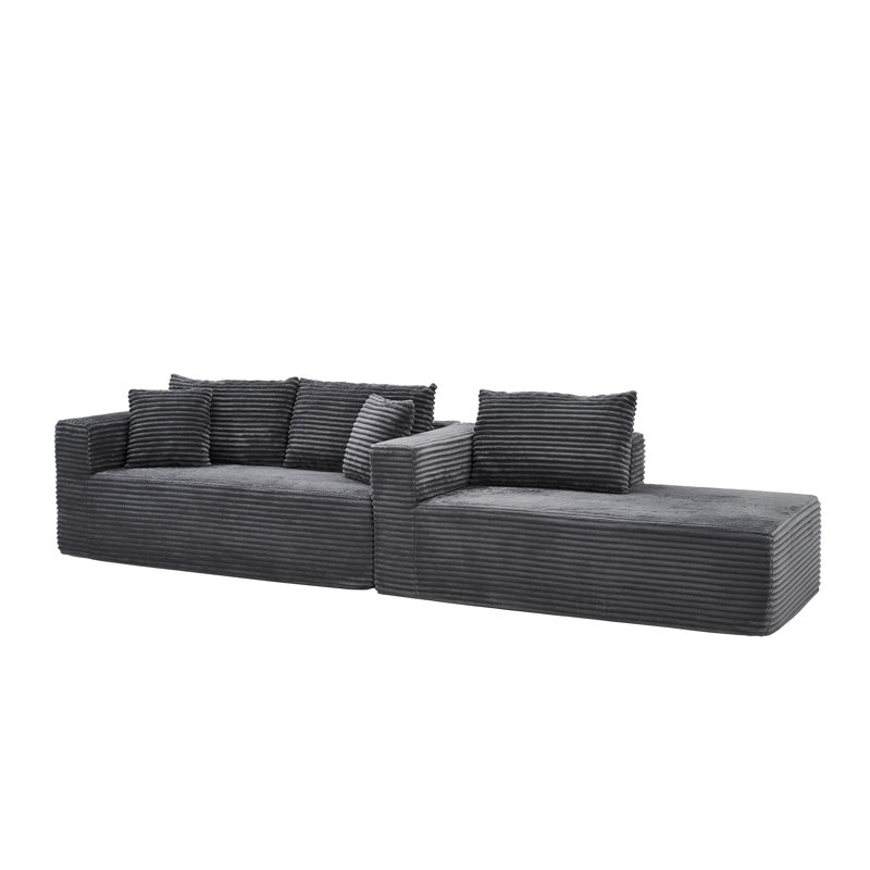 Canapé modulaire de 105 po avec canapé en forme de L et canapé-lit modulaire sans dossier de 105 po, Grey Foam