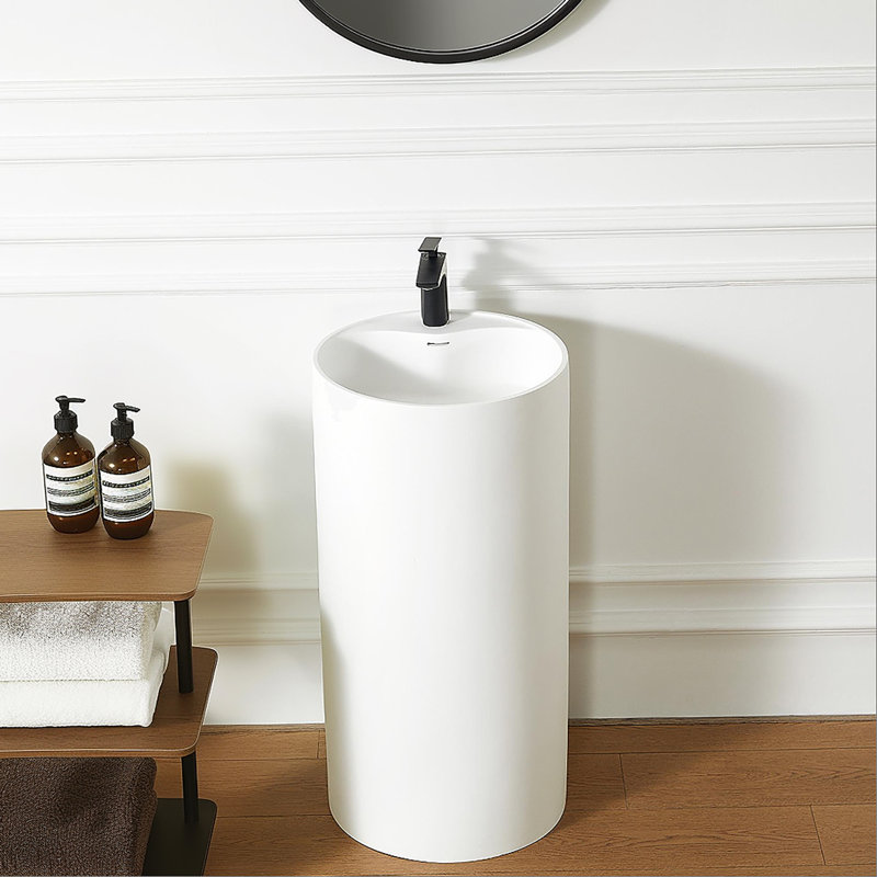 Solid Surface Pedestal Bathroom Sink Basin 66S-08