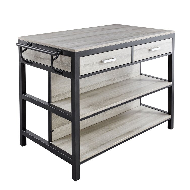 Wade Logan Houchin Kitchen Island with Granite Top with Locking Wheels Base Finish: White Wayfair 36H X 30W X 17D