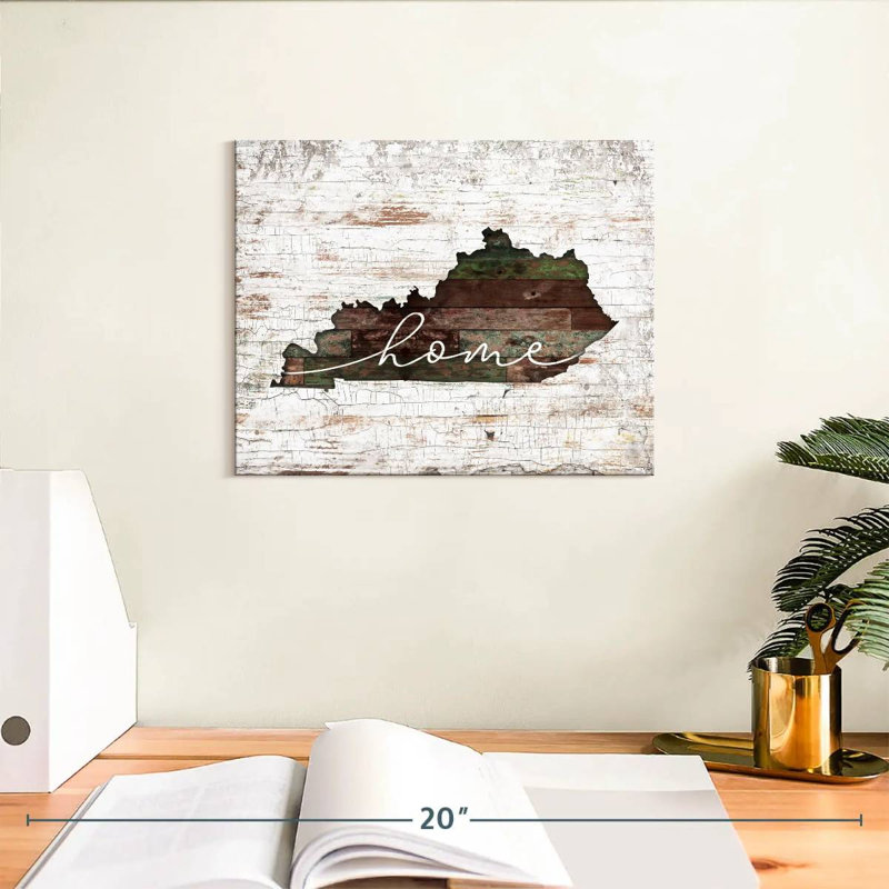 Kentucky Home Map sur impression sur toile, H 8 po x l 10 po x P 1 po