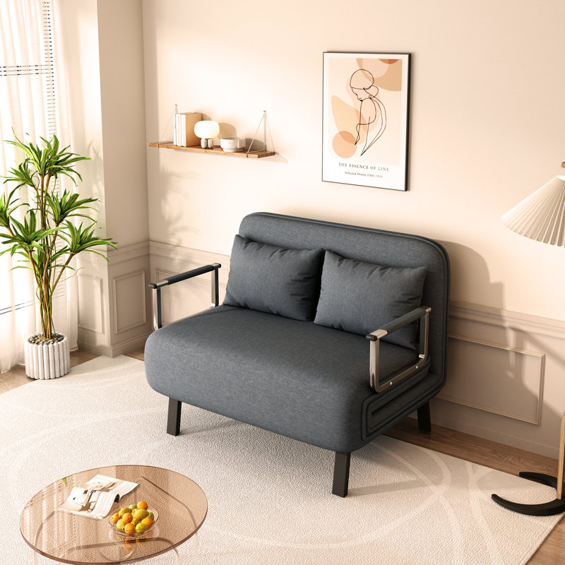 Velours de 55 po Fauteuil-lit convertible, canapé-lit à trois volets avec dossier et coussin réglables, canapé-lit de loisirs
