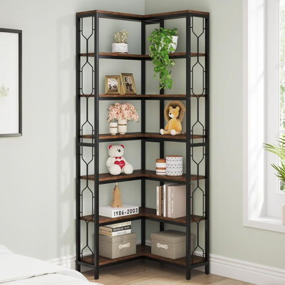 Tribesigns 7-Tier Corner Bookshelf, Industrial Corner Etagere Bookcase