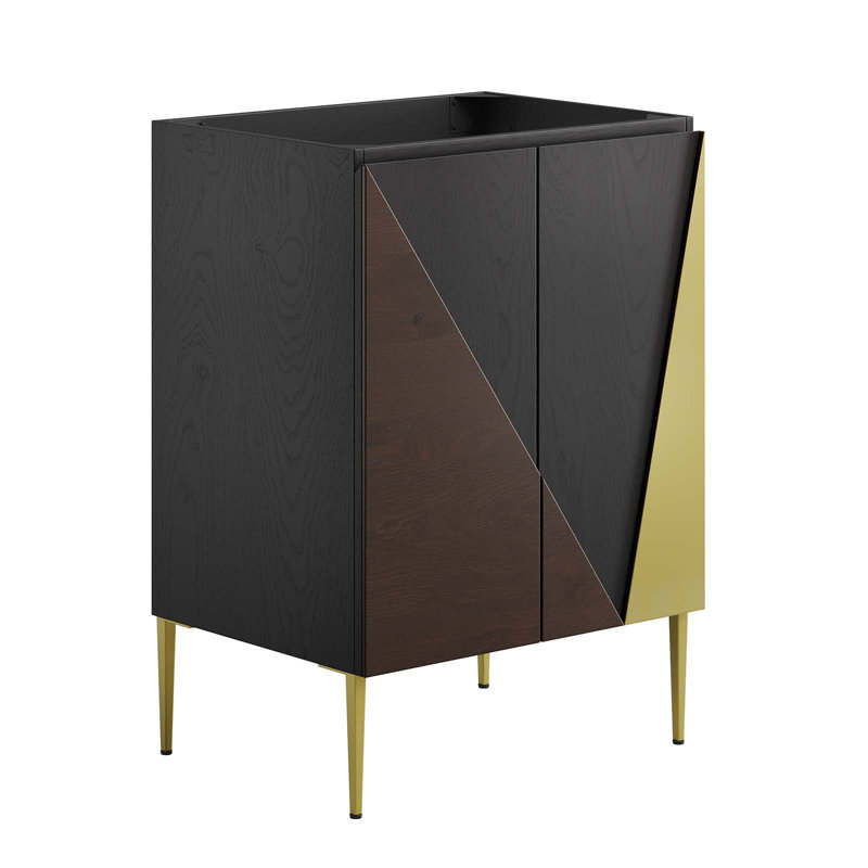 Alchemist 24" Black and Gold Oak Veneer Bathroom Vanity Cabinet