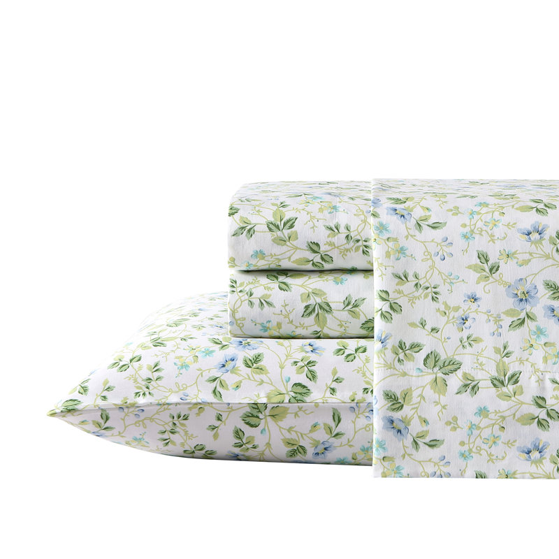 Tommy Hilfiger Cold Spring Reversible Cotton Duvet Cover Set, King Sheet Set with 2 Pillowcases, Spring Bloom Blue