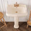 Lavabo de salle de bain rectangulaire sur pied en porcelaine vitreuse avec trop-plein 35,5 po Dynasty-98982195-96123262