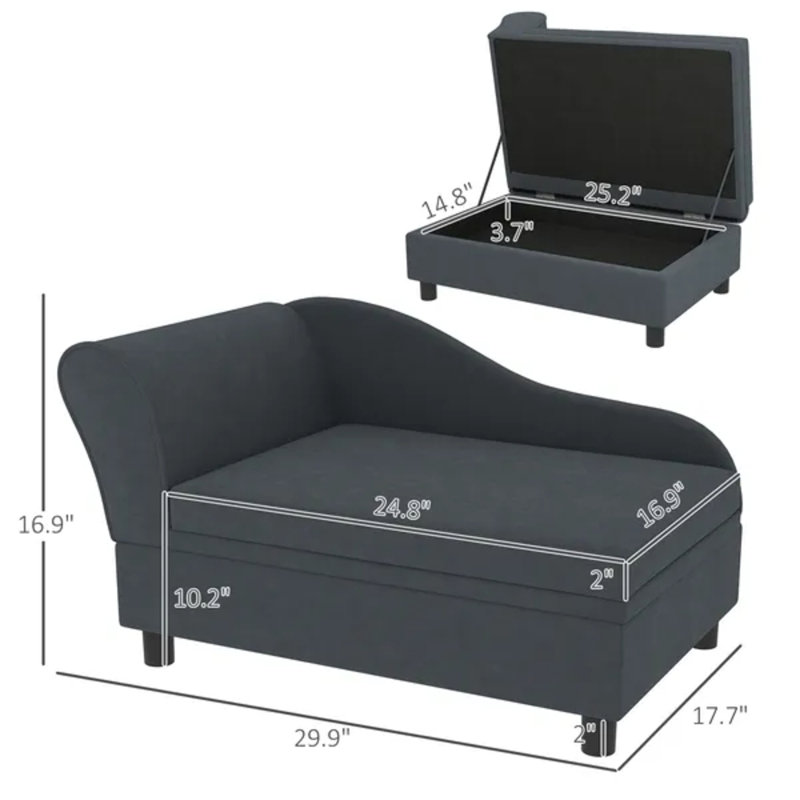 Canapé pour animaux avec rangement, canapé pour chats et petits chiens, gris foncé