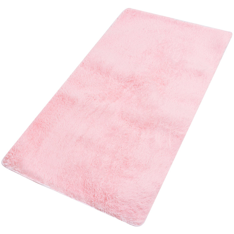 Tapis rose à poils longs Ervinas, Rectangle 2 pi x 4 pi