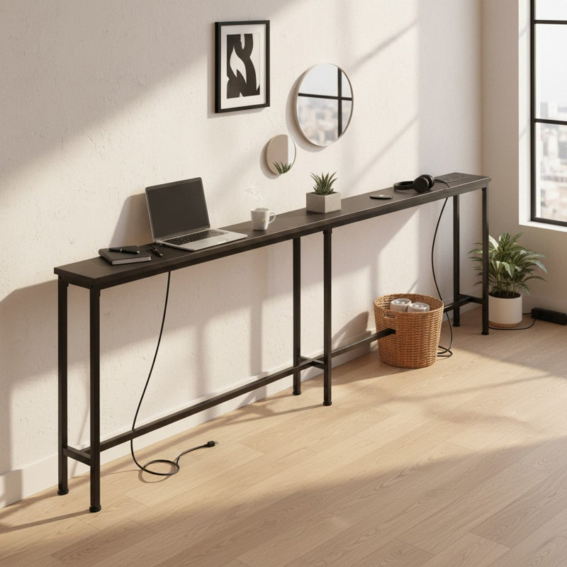 Console de 79 po avec prise de courant derrière le canapé, Noir