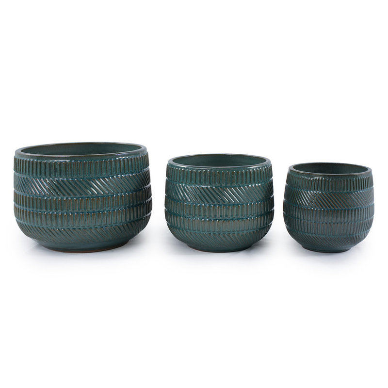 Ensemble de 3 pots de fleurs antiques