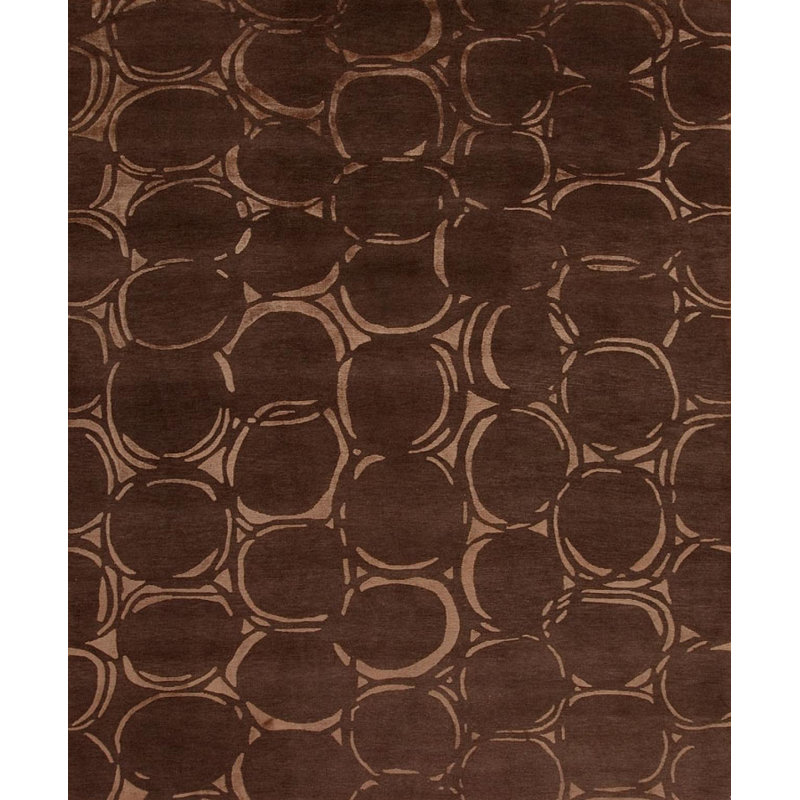 Modern Tibet III Hand Knotted Area Rug in Dark Brown/Light Brown
