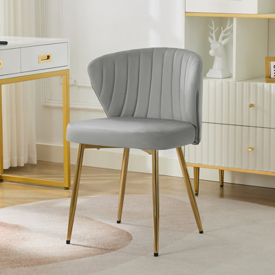Velvet Upholstered Vanity Accent Chair with Gold Metal Legs