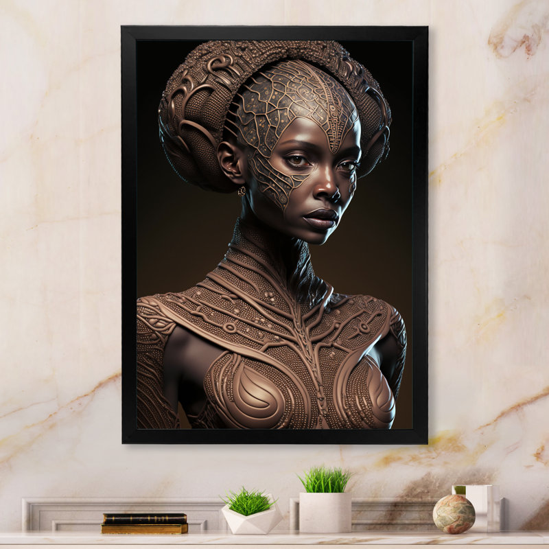 Croll Tribal African Woman IV sur impression sur toile, Cadre photo noir, H 20 po x l 12 po x P 1 po