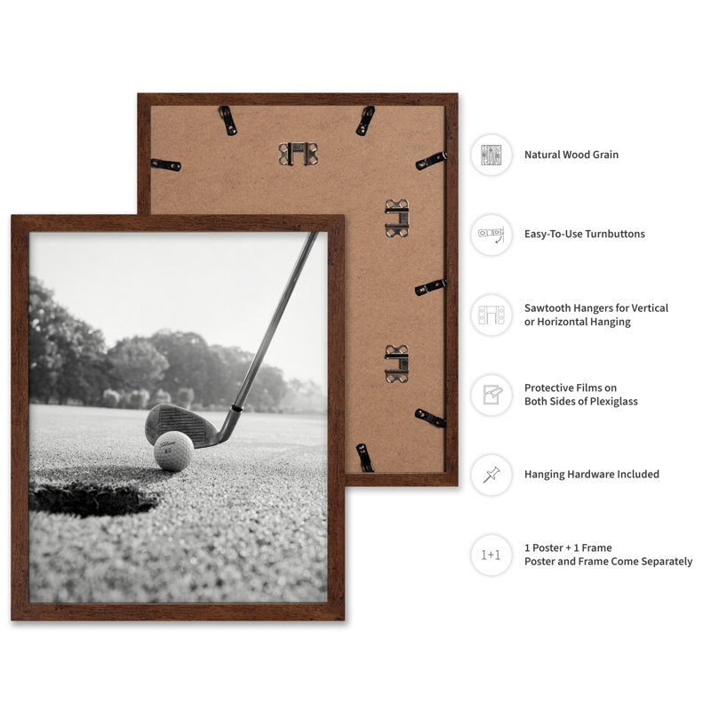 Club de golf, Poster, 24"H x 32"W, Brown Framed