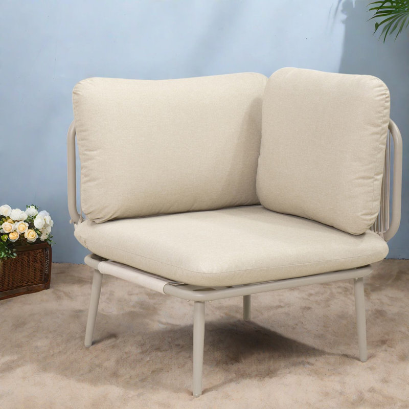 Modular Sectionals Corner Chair, Metal Frame Modern Rope Patio Seat