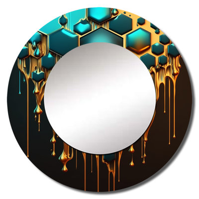Shellia Hexagon Art With Woman Face II - Fashion Woman Wall Mirror, Modern Round Decorative Mirror, Printed Metal Art