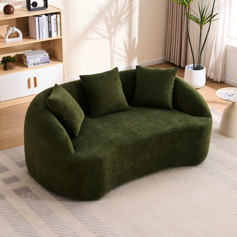 049s Chenille 2 sans os avec mise à niveau, 3 coussins décoratifs, pour le salon, le bureau, l’appartement, l’espace et le confortable courbé en chenille, utilisation modulaire à la maison, profil