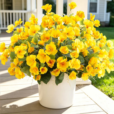6 Bundles Artificial Flowers Plants for Outdoors Spring Decoration Hibiscus Tropical Flowers Artificial Realistic UV Resistant Fake Flowers for Outside Planter Porch Patio Balcony Yard