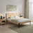 Nesto Modern Queen Bed Frame With Geometric Headboard & Black Matte Metal Legs, Premium Solid Wood Platform Bed Frame, Wood Slat Support, No Box Spring Needed-51473273-51473269