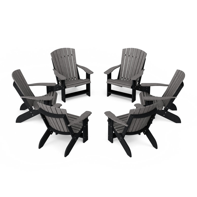 Heritage Adirondack Chairs Set Of 6, Dark Gray/Black