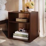 Jamerian Rubber Wood Nightstand, Modern Bedside Table without Drawer, Bed Night Stands, Side Tables for Bedroom, Living Room & Reading Room