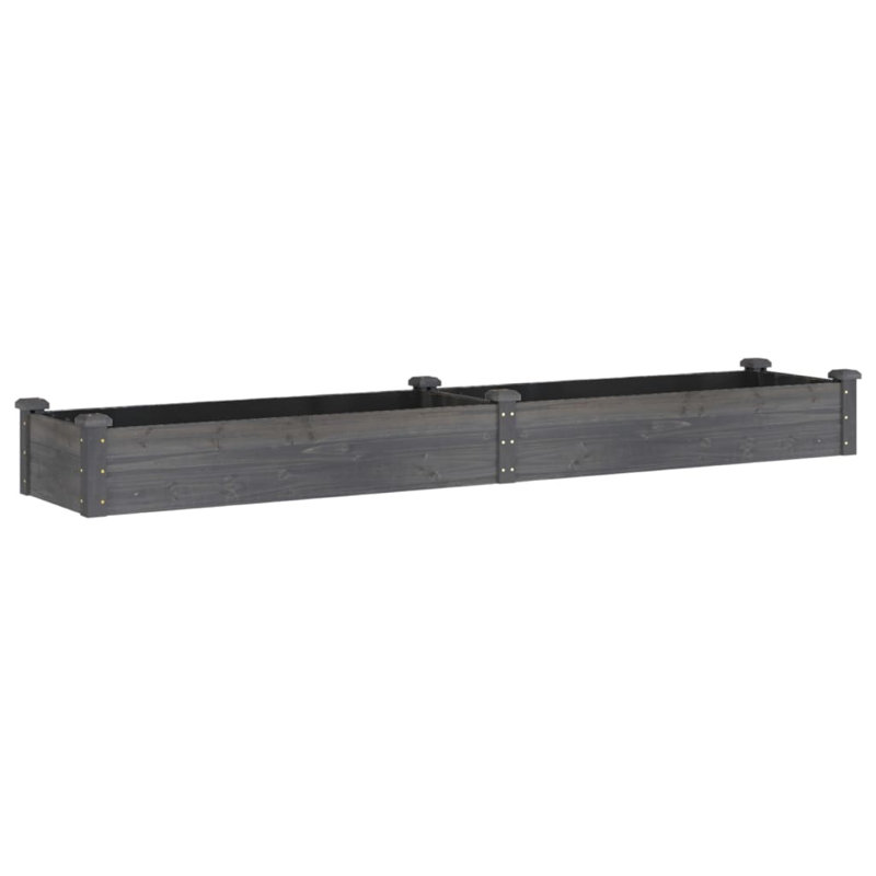 Matwau Wood Raised Garden Bed, Gray, 9.8" H x 94.5" W x 17.7" D