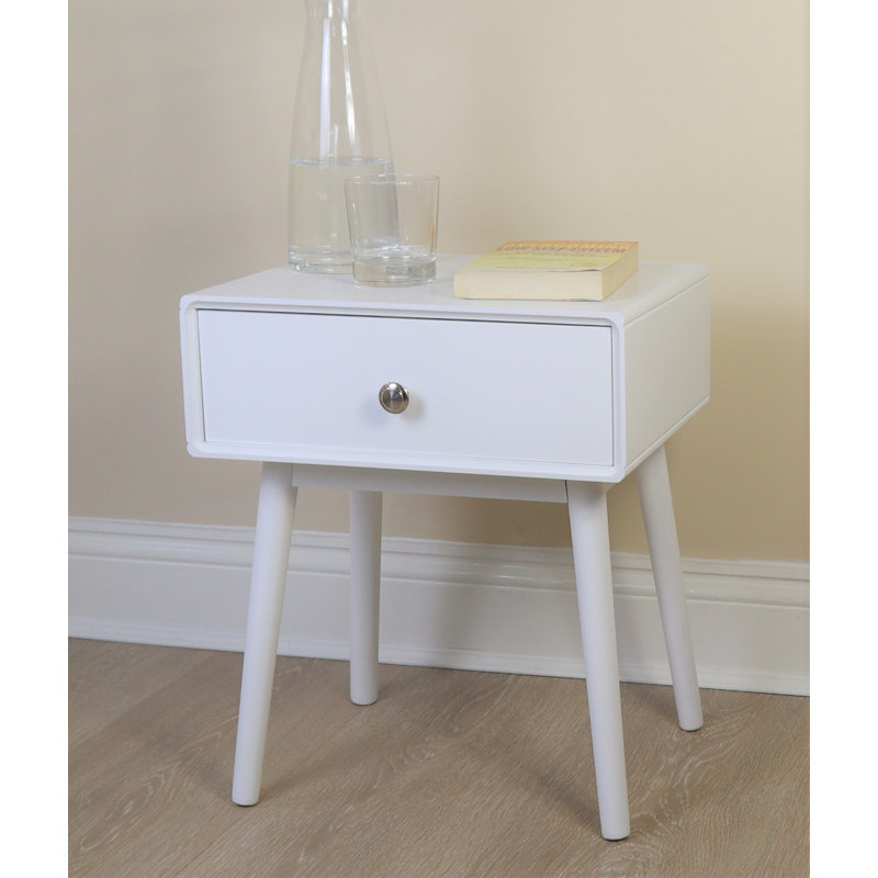 Fritz 40cm W Solid + Manufactured Wood Bedside Table, White