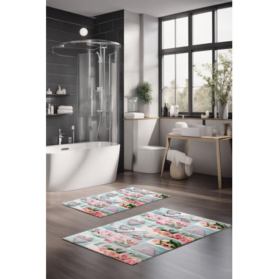 Eakly Luxury Bathmat Set (2 Pieces), 100% Polyester, 16.0 x 23.6 inches & 23.6 x 39.4 inches | Non-Slip Antibacterial Design, 0.3 in Pile Height | Machine Washable, Durable & Easy to Clean | Ideal for Bathroom Décor