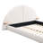 Arched Boucle Upholstered Bed With Wooden Frame & Built-In Shelves
