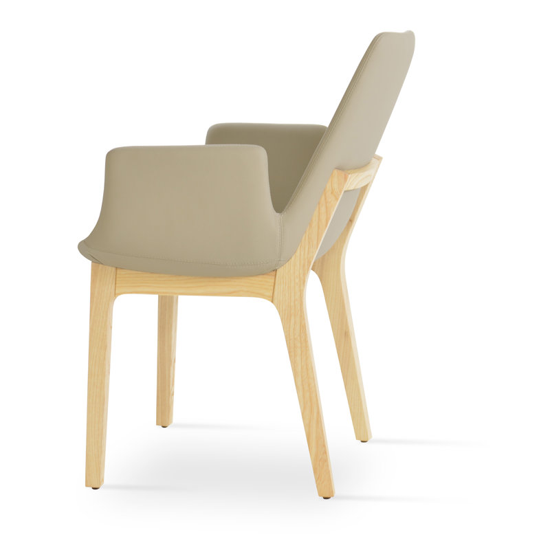 Fauteuil Eiffel en bois de frêne naturel, Similicuir os