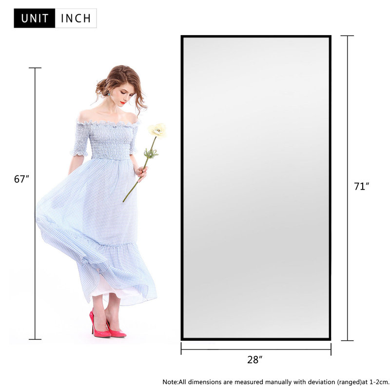 Alejos Metal Flat Mirror, 71" H x 28" W, Black