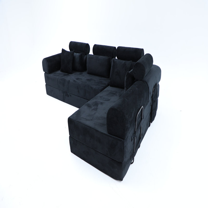 Canapé modulaire en L, Noir