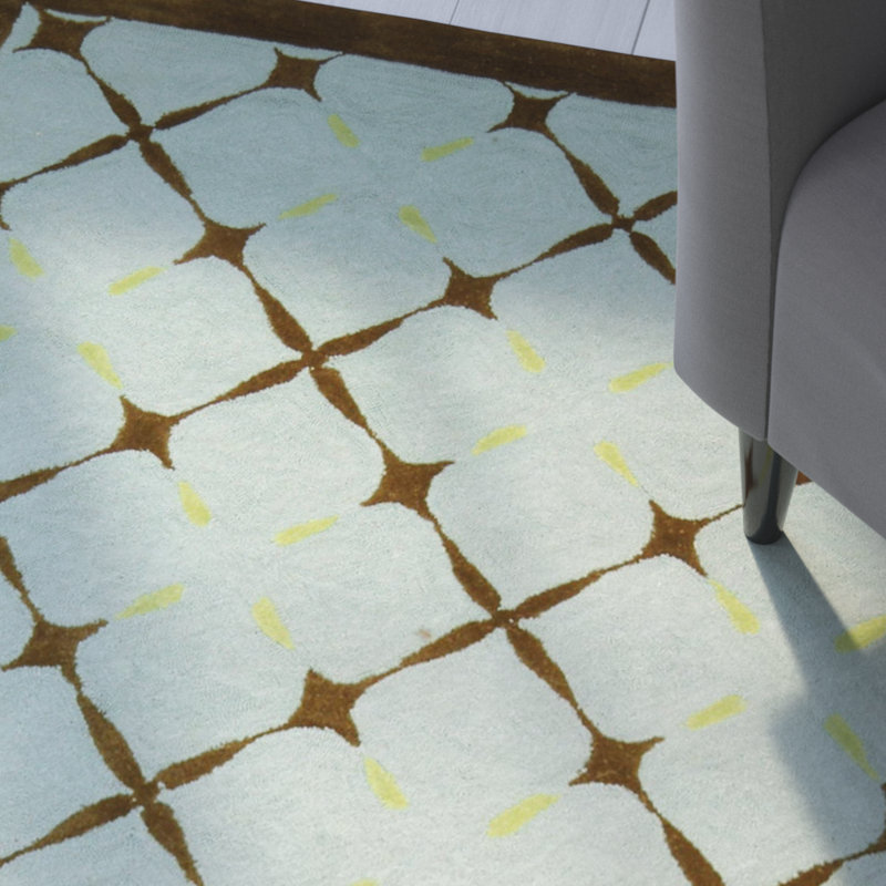 Hestia Hand Hooked Cotton Pile Geometric Rug, Rectangle 5' x 8'